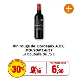 Coccinelle Supermarché Vin rouge de bordeaux a.o.c mouton cadet offre