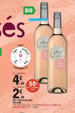 E.Leclerc Igp pays d'oc bio gio rosé offre