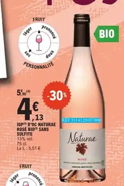 E.Leclerc Igp d'oc naturae rose bio sans sulfite offre