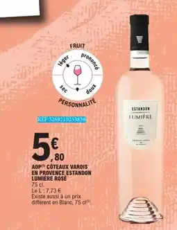 E.Leclerc Aop coteaux varois en provence estandon lumiere rose offre
