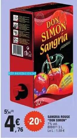 E.Leclerc DON SIMON Sangria rouge offre