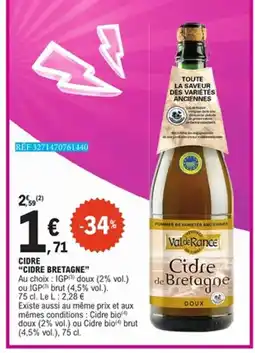 E.Leclerc CIDRE BRETAGNE Cidre offre