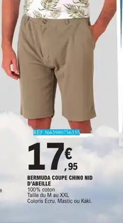 E.Leclerc Bermuda coupe chino nid d'abeille offre