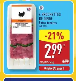 ALDI 4 brochettes de dinde offre