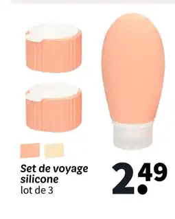 Wibra Set de voyage silicone lot de 3 offre