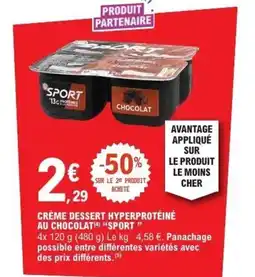 E.Leclerc SPORT Crème dessert hyperprotéiné au chocolat offre