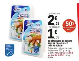 E.Leclerc PÊCHE OCÉAN 30 bâtonnets de surimi saveur crabe msc offre