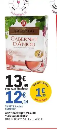 E.Leclerc LES CARACTÈRES Aop cabernet d'anjou offre