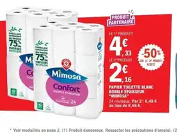 E.Leclerc MIMOSA Papier toilette blanc double épaisseur offre
