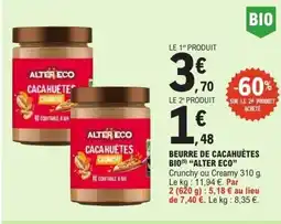 E.Leclerc ALTER ECO Beurre de cacahuètes bio offre