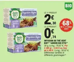E.Leclerc JARDIN BIO ÉTIC Infusion ou thé vert bio offre