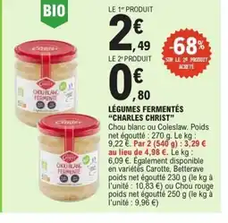 E.Leclerc CHARLES CHRIST Légumes fermentés offre