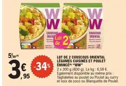 E.Leclerc WW Lot de 2 couscous oriental légumes cuisinés et poulet emince offre