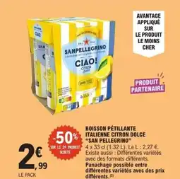 E.Leclerc SAN PELLEGRINO Boisson pétillante italienne citron dolce offre