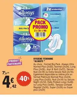 E.Leclerc ALWAYS Hygiene feminine offre