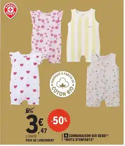 E.Leclerc MOTS D'ENFANTS Combinaison bio bebe offre