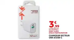 Hyper U CHARGEUR SECTEUR USB-A/USB-C offre