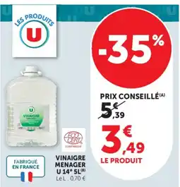Hyper U VINAIGRE MENAGER U 14° offre