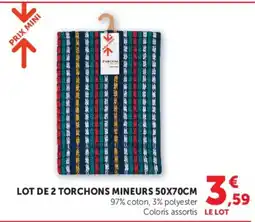 Hyper U LOT DE 2 TORCHONS MINEURS offre