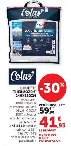 Hyper U COUETTE THERMOZEN offre