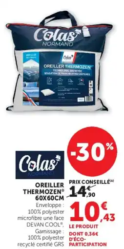 Hyper U OREILLER THERMOZEN offre
