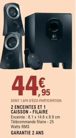 E.Leclerc Espace Culturel 2 ENCEINTES ET 1 CAISSON FILAIRE offre