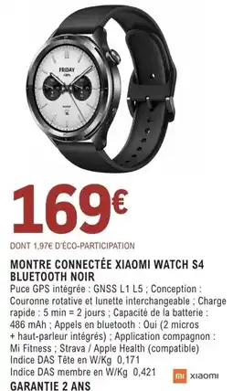 E.Leclerc Espace Culturel MONTRE CONNECTÉE XIAOMI WATCH S4 BLUETOOTH NOIR offre