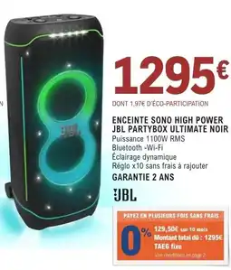 E.Leclerc Espace Culturel ENCEINTE SONO HIGH POWER JBL PARTYBOX ULTIMATE NOIR offre