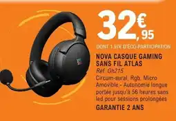 E.Leclerc Espace Culturel NOVA CASQUE GAMING SANS FIL ATLAS offre