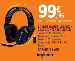 E.Leclerc Espace Culturel CASQUE GAMER LOGITECH G733 LIGHTSPEED BLACK offre