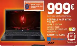E.Leclerc Espace Culturel PORTABLE ACER NITRO V15.15” offre