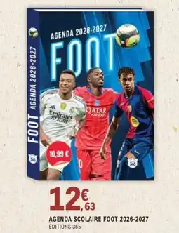 E.Leclerc Espace Culturel AGENDA SCOLAIRE FOOT 2026-2027 EDITIONS 365 offre