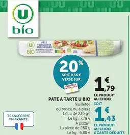 Bi1 PATE A TARTE U BIO offre