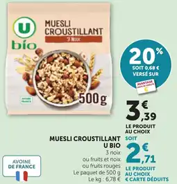 Bi1 MUESLI CROUSTILLANT U BIO offre