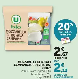 Bi1 MOZZARELLA DI BUFALA CAMPANA AOP PASTEURISE U BIO offre