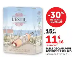 Bi1 SABLE DE CAMARGUE AOP ROSE L'ESTIL BIO offre