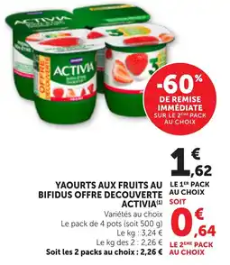 Bi1 YAOURTS AUX FRUITS AU LE BIFIDUS OFFRE DECOUVERTE AU ACTIVIA offre