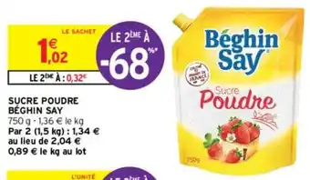 Intermarché Sucre poudre béghin say offre