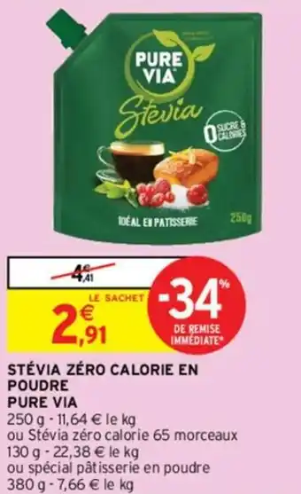 Intermarché Stévia zéro calorie en poudre pure via offre