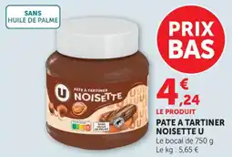 Hyper U Pate a tartiner noisette u offre