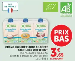 Hyper U Creme liquide fluide & legere sterilisee uht u bio offre