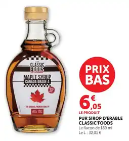 Hyper U Pur sirop d'erable classic'foods offre