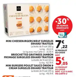 Hyper U Mini cheeseburgers bœuf surgeles erhard traiteur offre