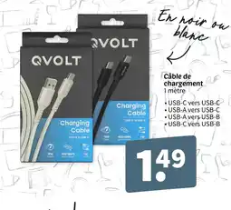 Wibra Qvolt charging cable usb-a to usb-c offre
