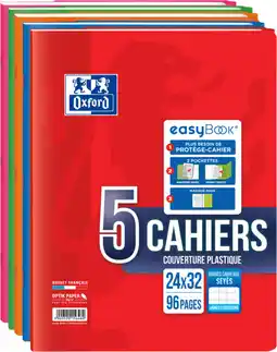Auchan Oxford lot de 5 cahiers polypro easybook 24x32 oxford offre