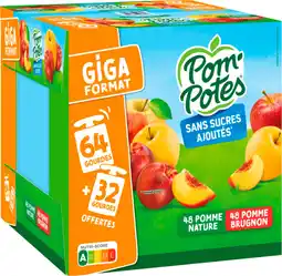 Auchan Pom potes gourdes compotes sans sucres ajoutés pom'potes offre