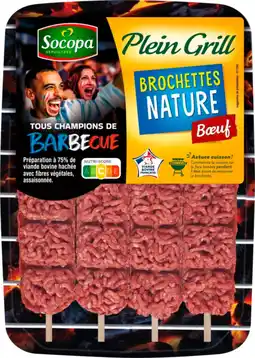 Auchan Socopa 4 brochettes au bœuf haché plein grill socopa offre