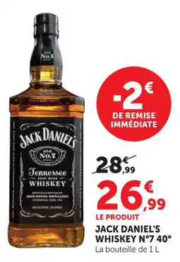 Hyper U Jack daniel's whiskey n°7.40° offre
