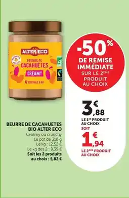 Hyper U Alter eco - beurre de cacahuetes bio offre