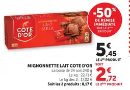 Hyper U Mignonnette lait cote d'or offre